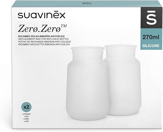 Suavinex Repuesto Bolsa Silicona para Biberón Zero Zero 2 Unidades 270 ML