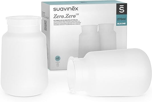 Suavinex Repuesto Bolsa Silicona para Biberón Zero Zero 2 Unidades 270 ML