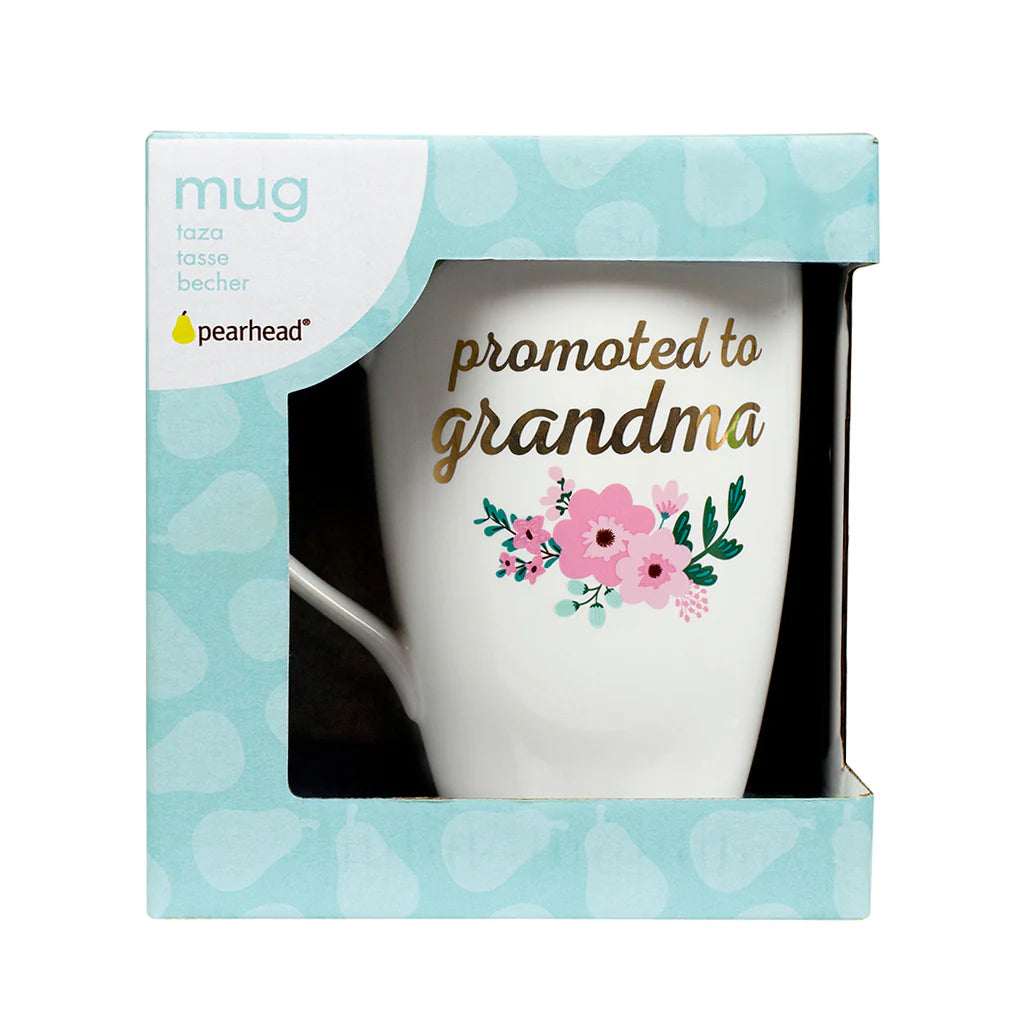 Pearhead Promoted to Grandma Mug Floral White