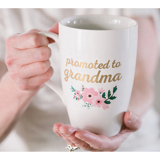 Pearhead Promoted to Grandma Mug Floral White