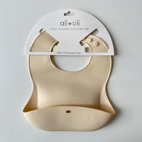 Ali + Oli Silicone Baby Bib Roll Up & Stay Closed