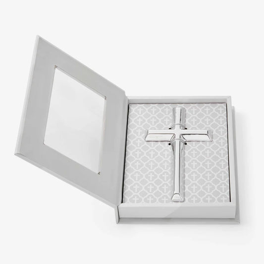 Elegant Baby Ceramic Cross - Silver