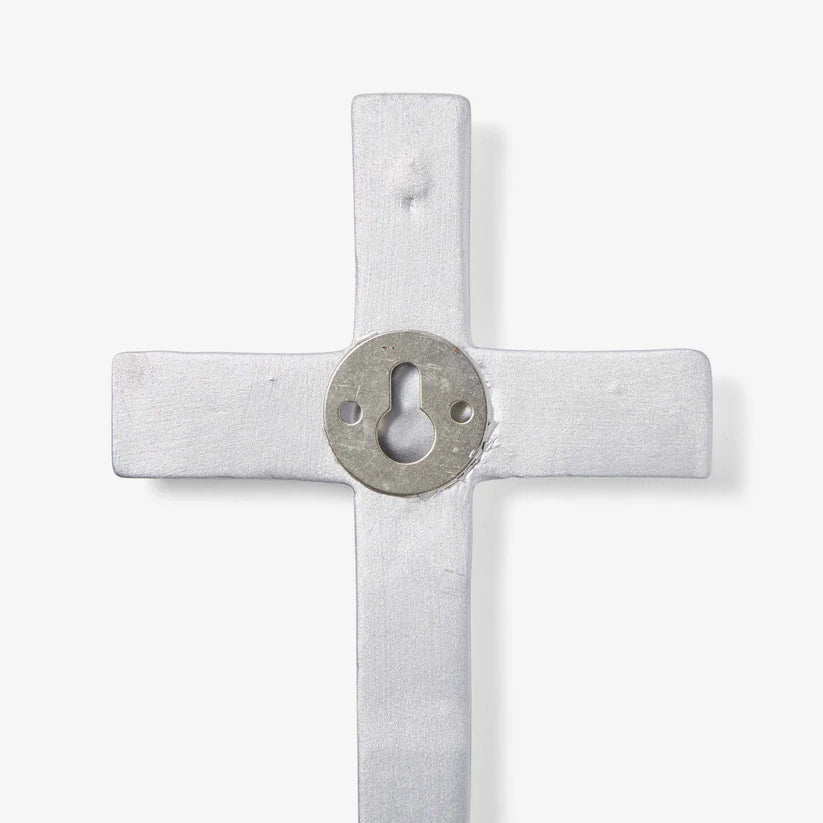 Elegant Baby Ceramic Cross - Silver