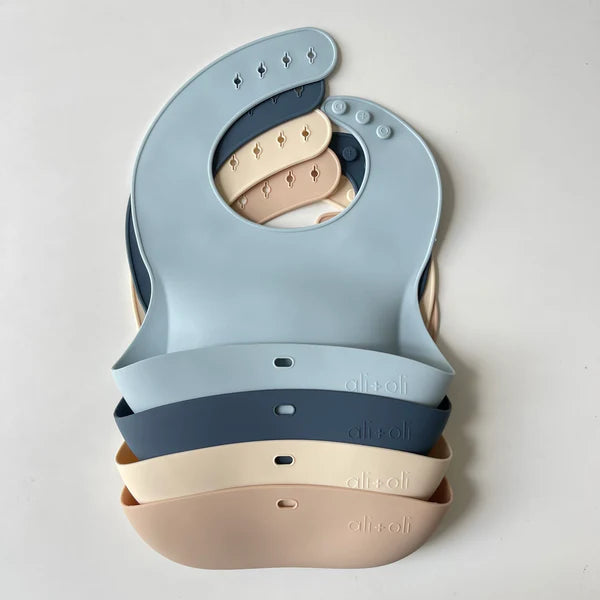 Ali + Oli Silicone Baby Bib Roll Up & Stay Closed