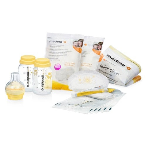 Medela Kit de Lactancia Botellas, Tetina, Crema Purelan, Bolsas Recolectoras y Pads