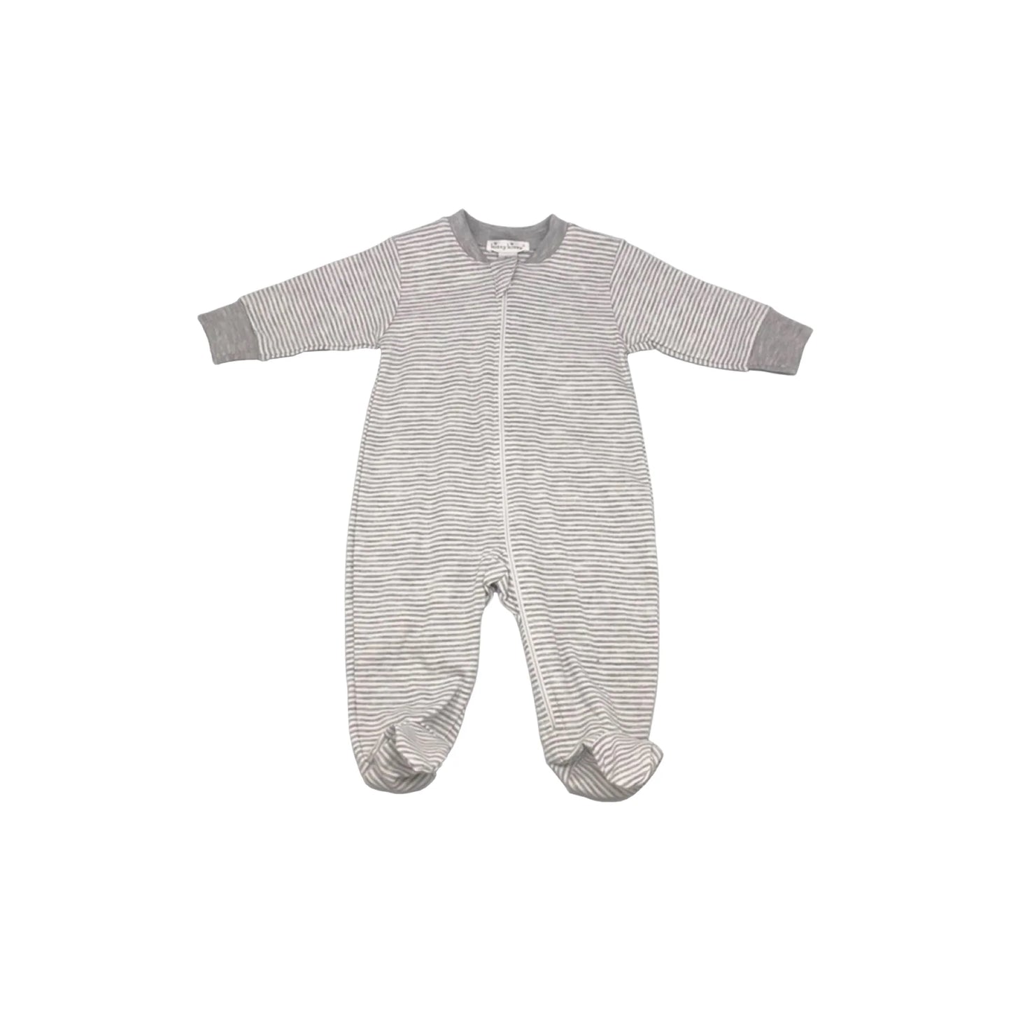 Kissy Kissy Essentials Stripe Footie w/ Zip Grey