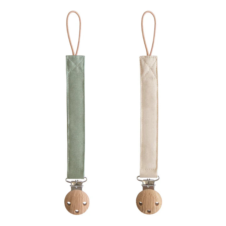 Mushie Linen Pacifier Clip 2-Pack