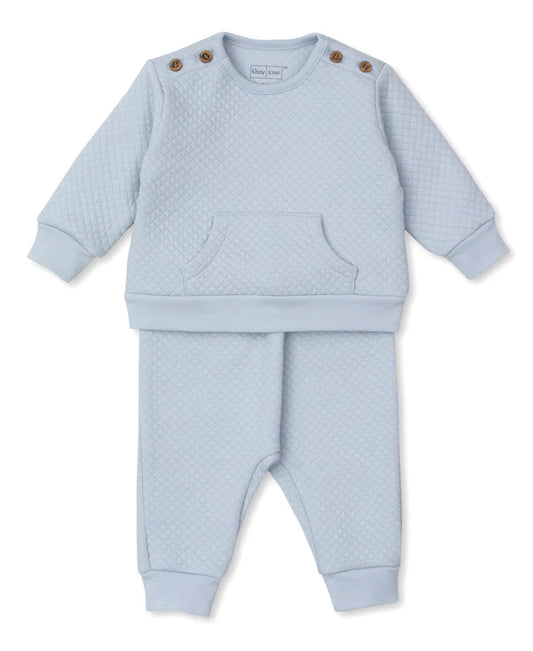 Kissy Kissy Love Light Blue Jacquard Pant Set Blue