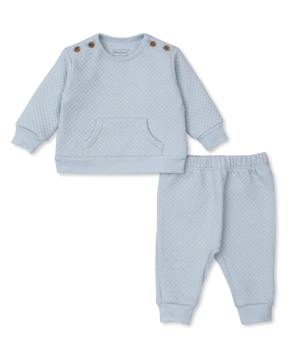 Kissy Kissy Love Light Blue Jacquard Pant Set Blue