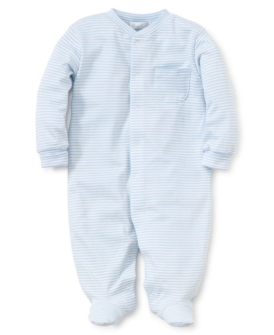 Kissy Kissy Stripes Footie Light Blue