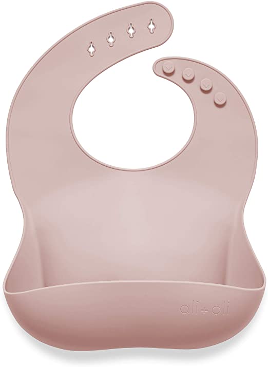 Ali + Oli Silicone Baby Bib Roll Up & Stay Closed